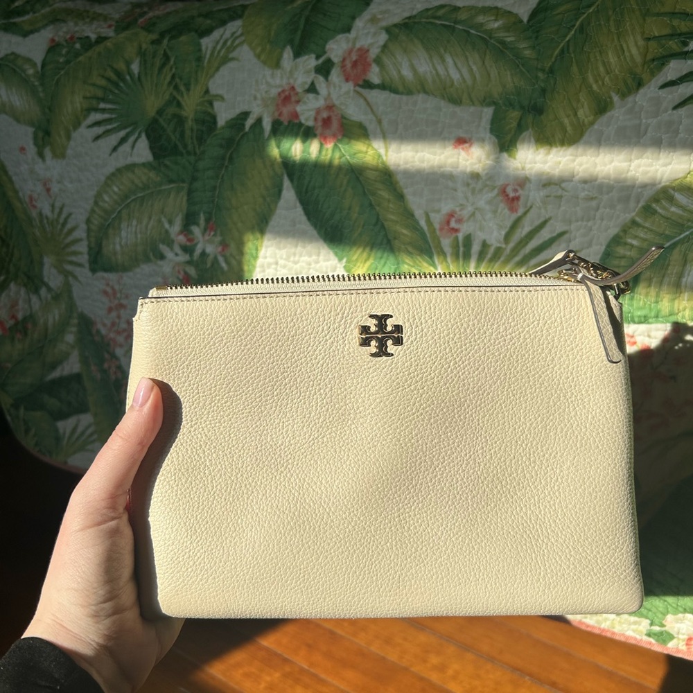 Tory Burch Ivory Leather top zip crossbody